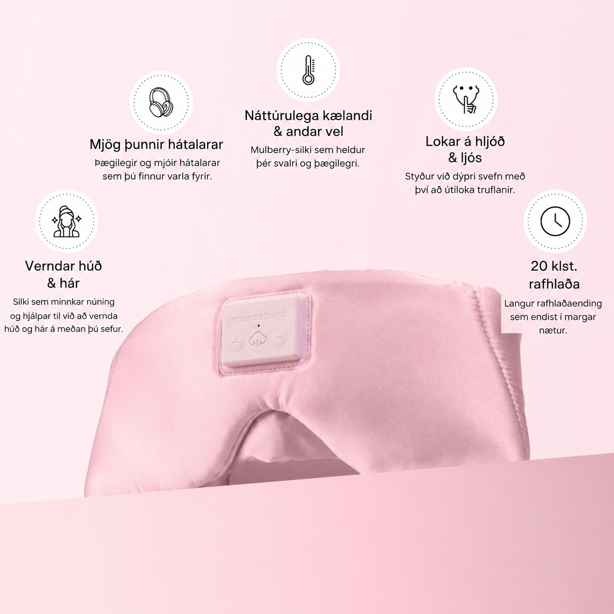 Snoozeband™ Silk – Svefngríma með heyrnartólum